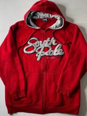 Southpole Zip Up Hoodie Men's XL Red Embroidered Logo Skate Streetwear Y2K